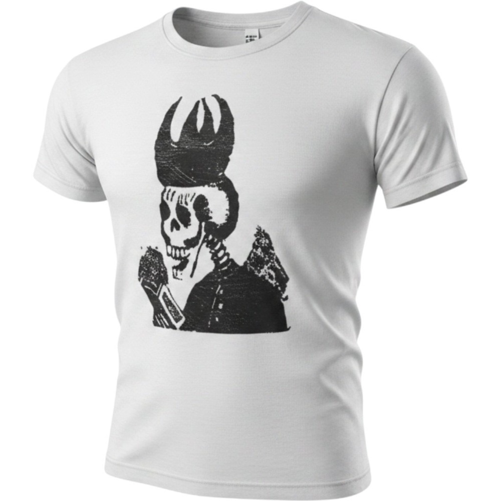 American Apparel Mens White Skeleton King Crown Graphic T-Shirt XL Made in USA